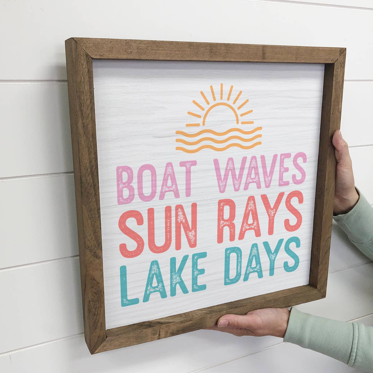 Boat Waves Sun Rays - Summer Word Sign - Framed Canvas Art