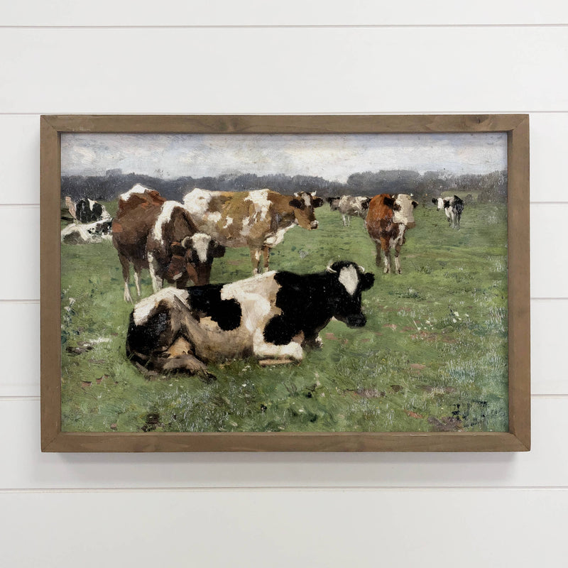 Cows Impressionist Painting - Farmed Farmhouse Wall Art