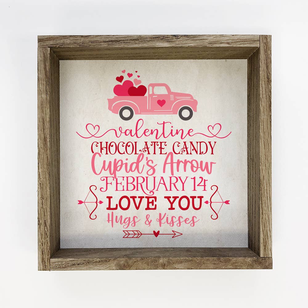 Cute Valentine's Things List Truck Wood Home Decor Shadowbox