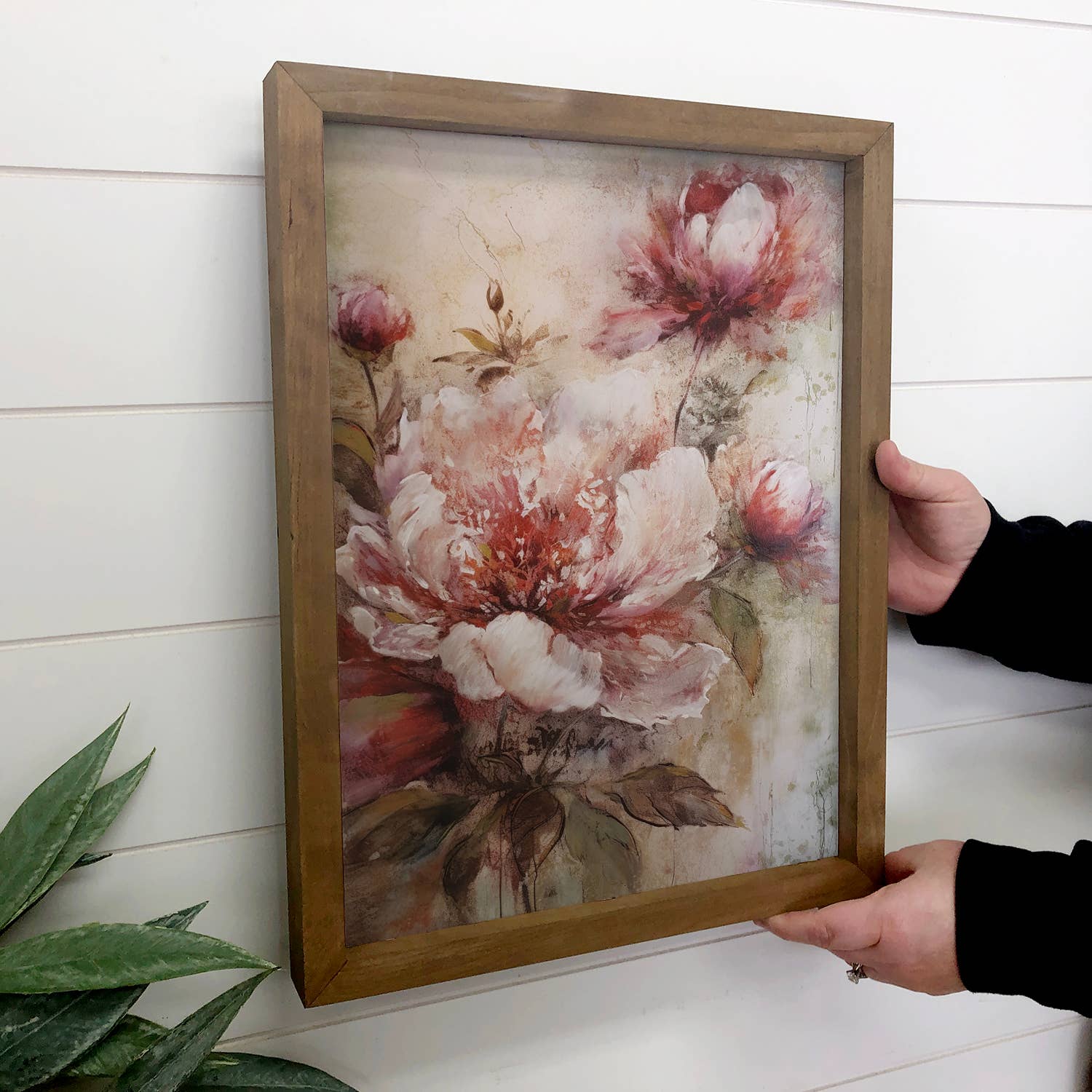 Antique Peonies - Flower Canvas Art - Wood Framed Wall Art