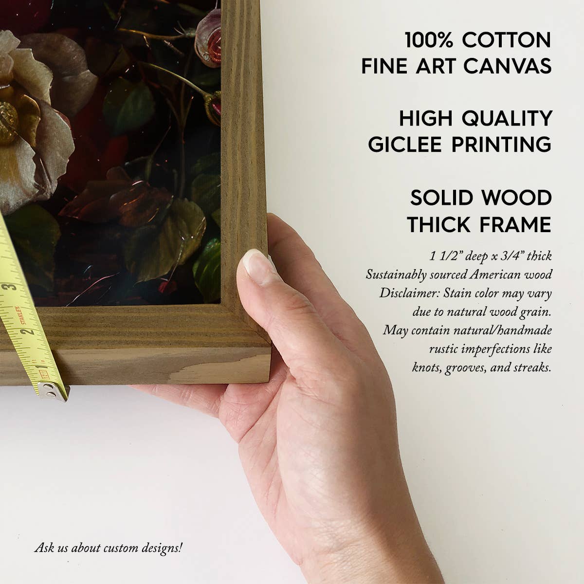 Moody Flowers - Flower Canvas Wall Art - Wood Framed Artwork