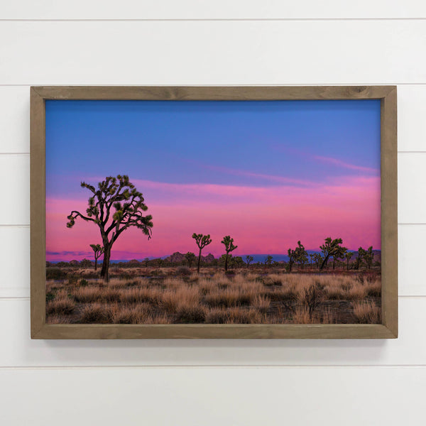 Joshua Trees at Sunset - Framed Canvas Nature Photograph