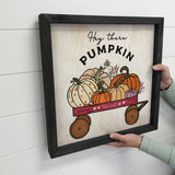 Hey There Pumpkin - Cute Fall Season Canvas Art - Framed Art