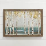 Golden Leaf Birch Trees - Framed Nature Wall Decor - Cabin