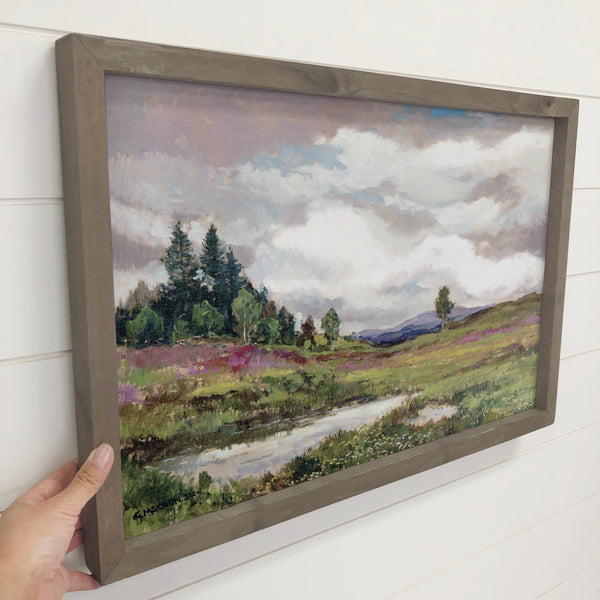 Pastel Fields - Nature Canvas Art - Wood Framed Cabin Decor
