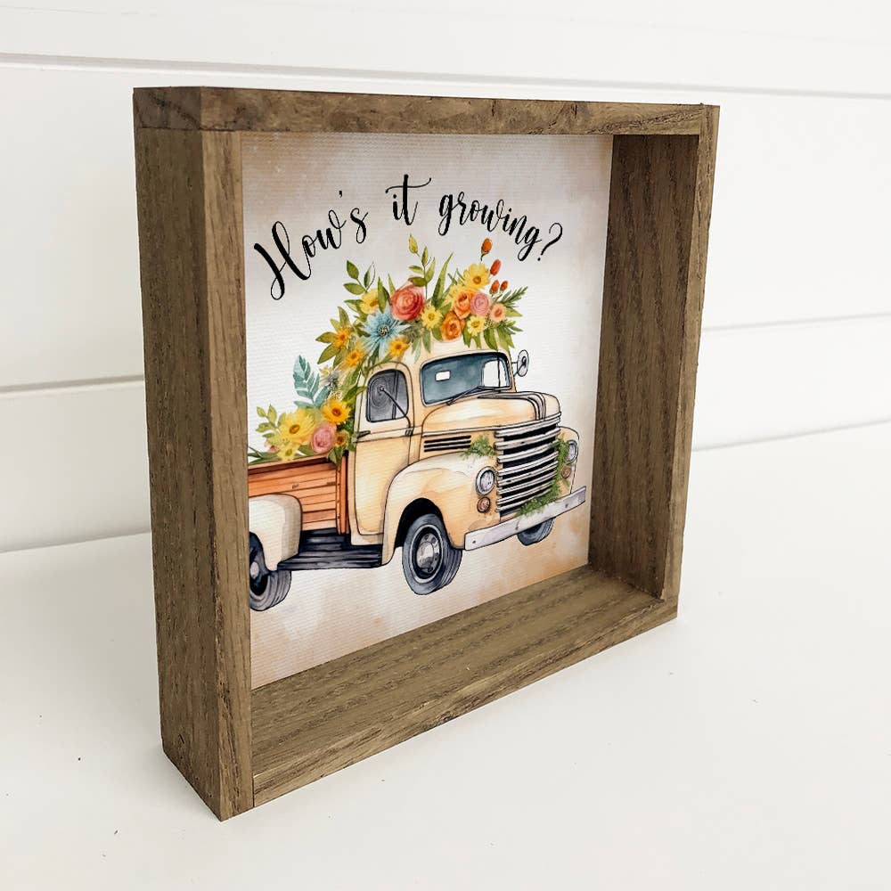 How's It Growing - Vintage Spring Time Truck Canvas Art