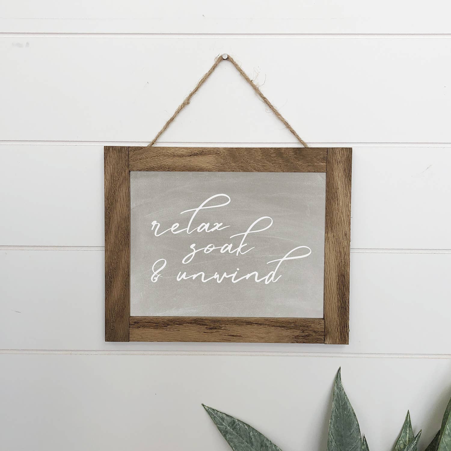 Bathroom Relax Soak Unwind Canvas Wood Sign Framed Art