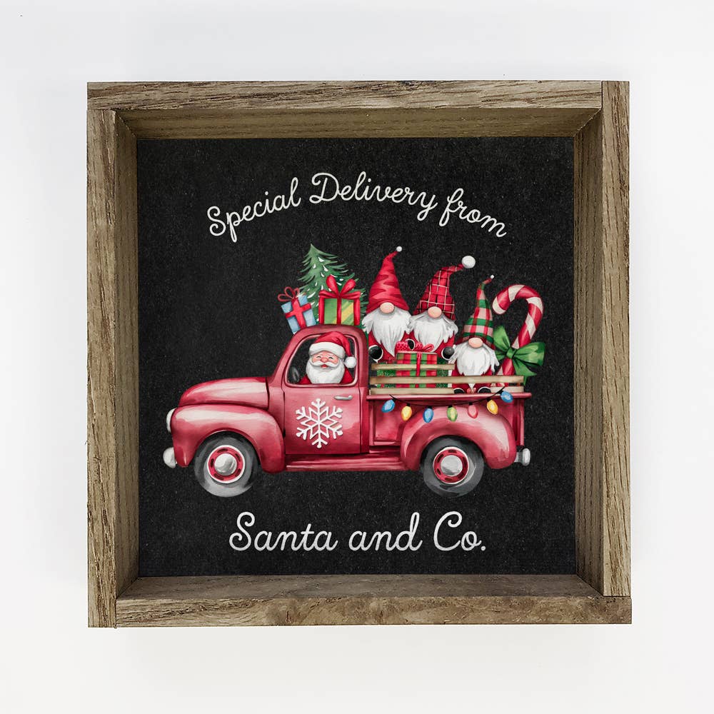 Special Delivery Santa Gnomes - Christmas Canvas Art