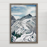Ski Run Painting - Framed Nature Decor - Cabin Wall Art