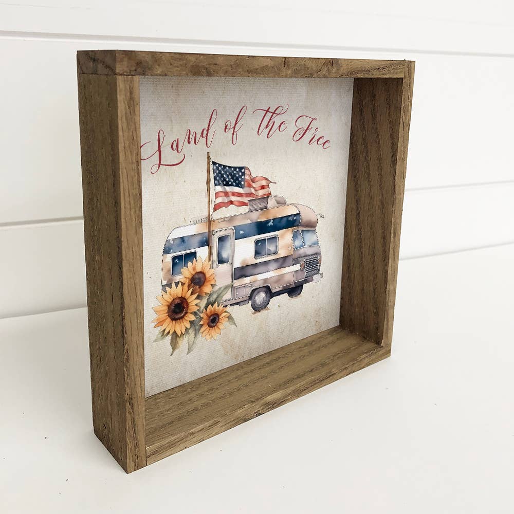 Land of the Free RV - Cute American Camper - Summer Art