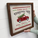 Farm Fresh Christmas Tree Truck Canvas and Wood Home Decor