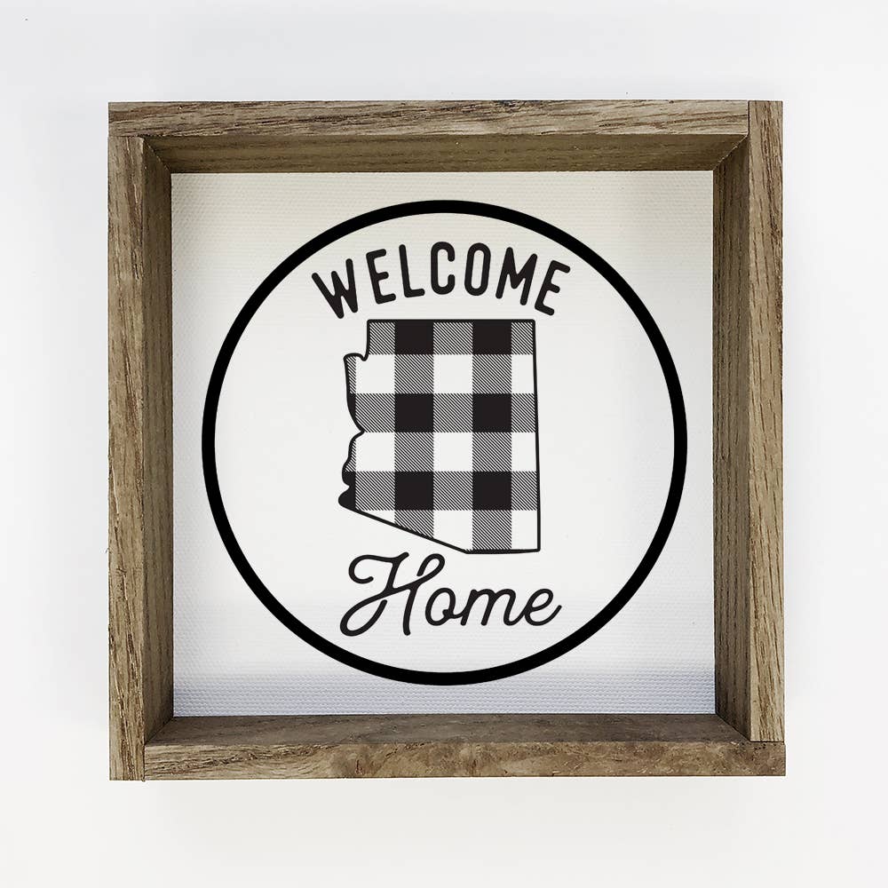 Welcome Home Arizona Buffalo Plaid Small Canvas Sign