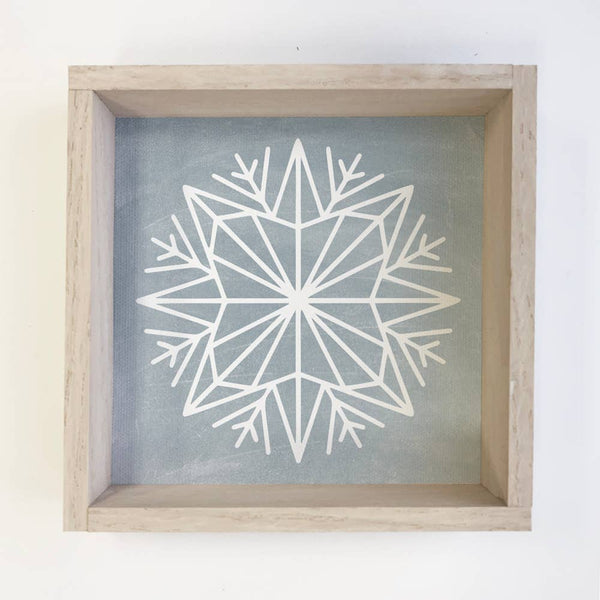 Christmas Sign-Blue Snowflake Winter Sign- Whitewash Frame