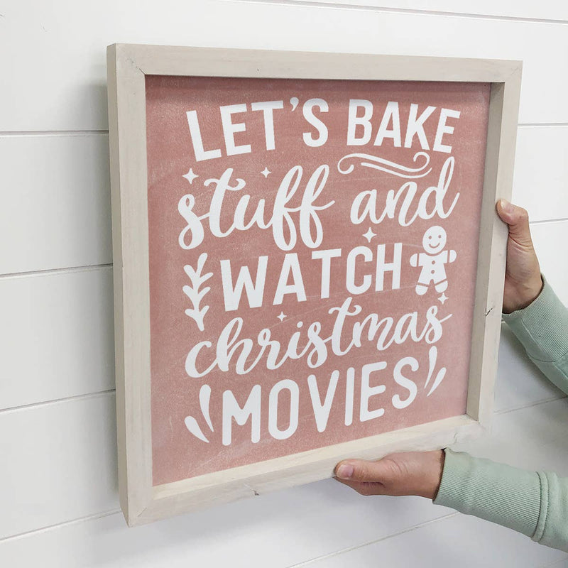 Lets Bake Stuff - Framed Holiday Word Sign - Farmhouse Decor