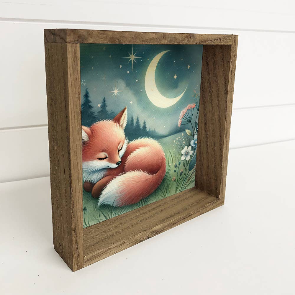 Woodland Nursery Sleeping Fox - Cute Nursery Animal Artwork