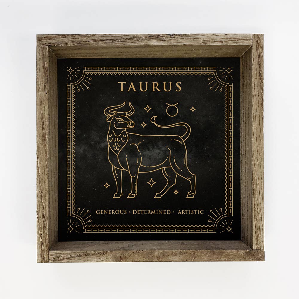 Taurus Zodiac Horoscope Sign Canvas and Wood Wall Art