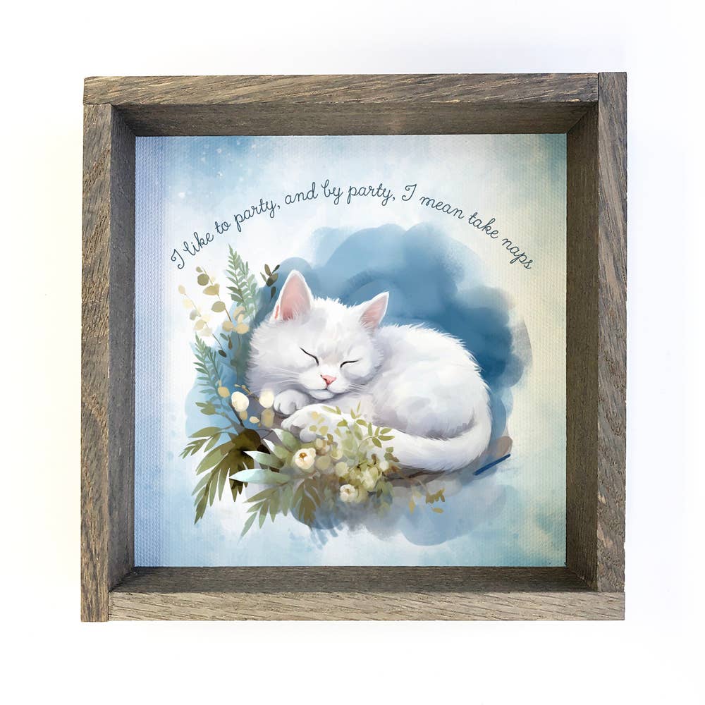 I Like to Party Cat Napping - Cute Animal Canvas Art