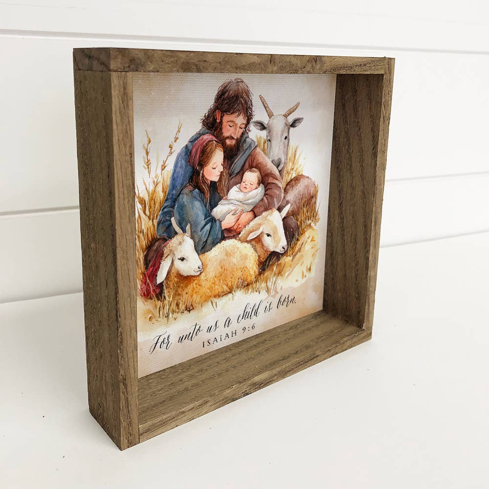 Nativity Joseph Mary Jesus Sheep - Simple Nativity Canvas