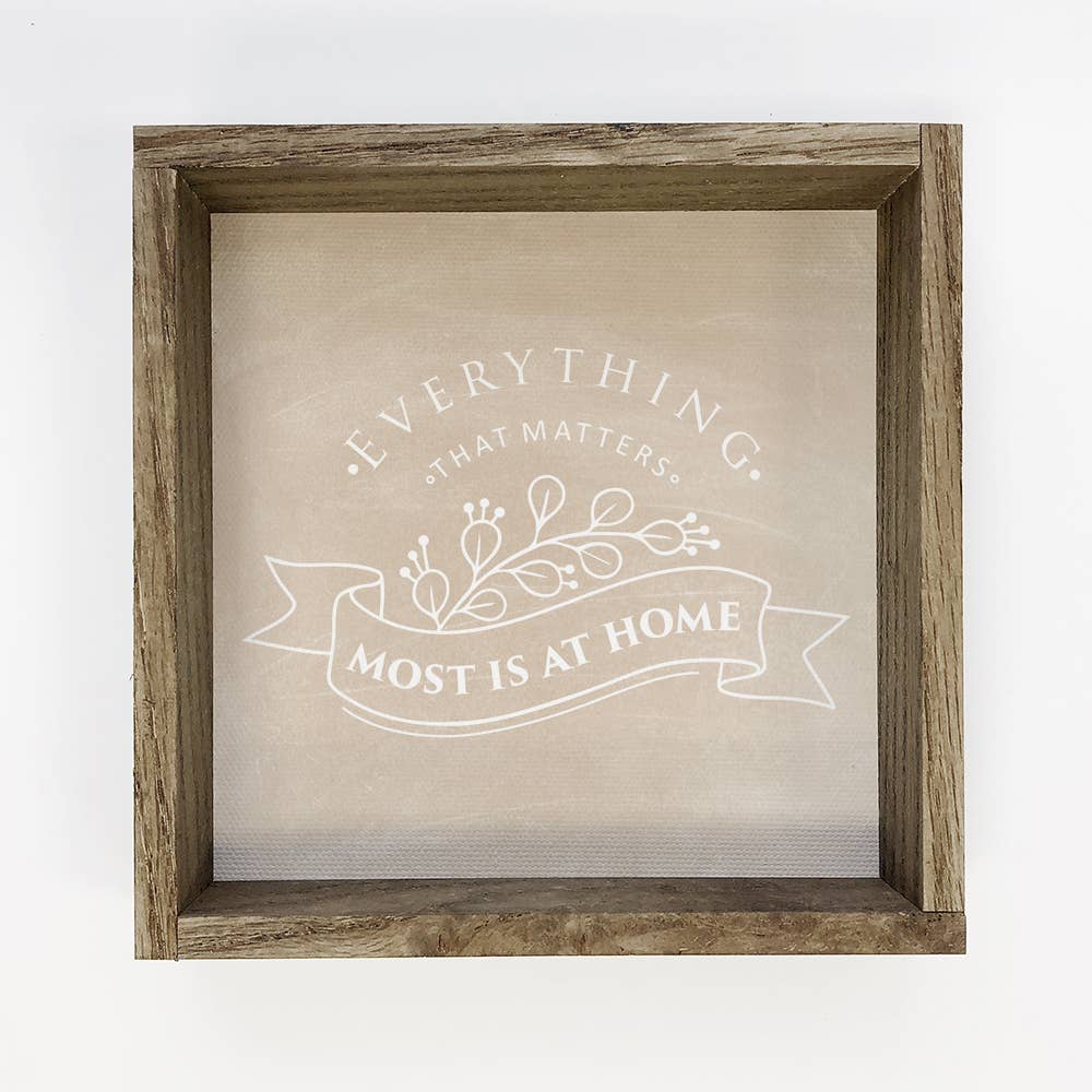Everything That Matters Most is At Home - Word Canvas Art