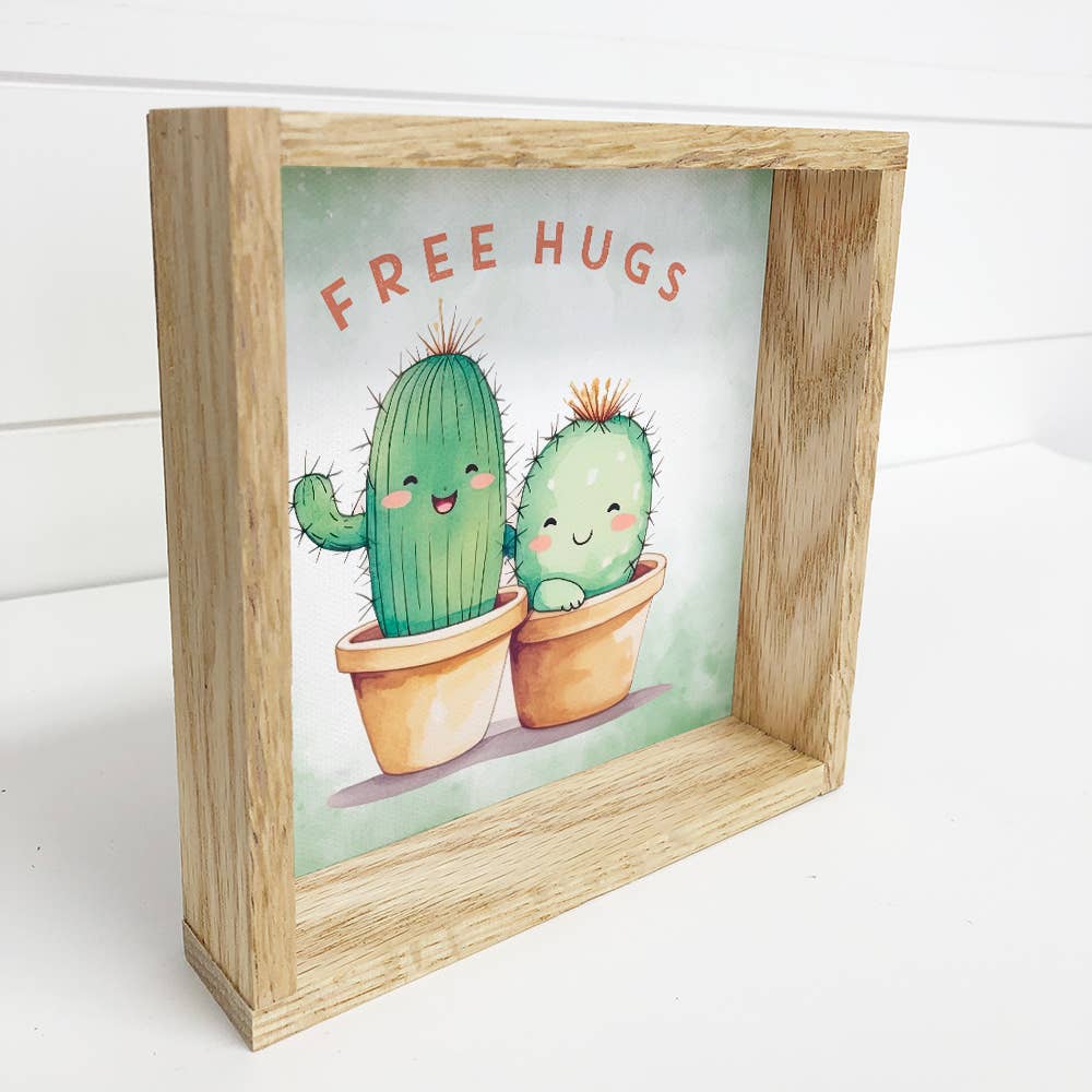 Free Hugs Cactus - Funny Cactus Wall Sign - Cute Cactus Art