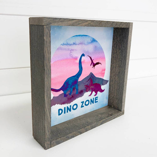 Kids Room Decor- DINO ZONE Small Shelf Sitting Canvas Sign