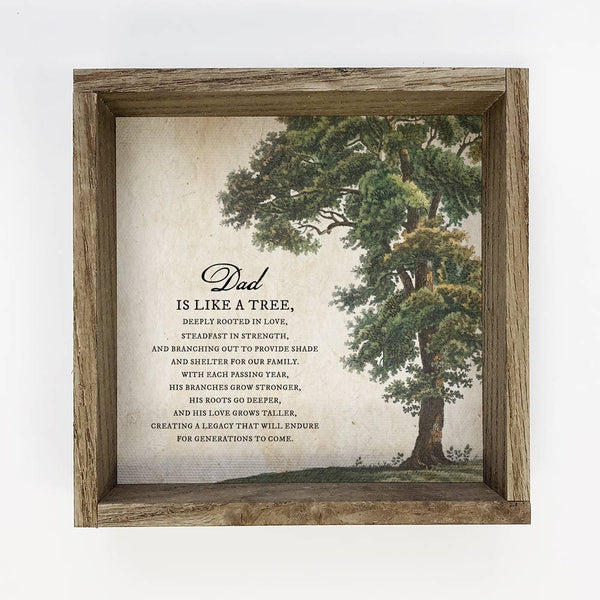 Dad is Like a Tree - Fathers Day Gift - Dad Poem with Frame