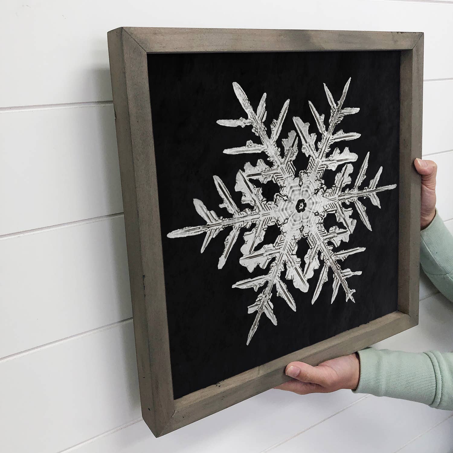 Real Snowflake 2 - Winter Canvas Wall Art - Snowflake Decor