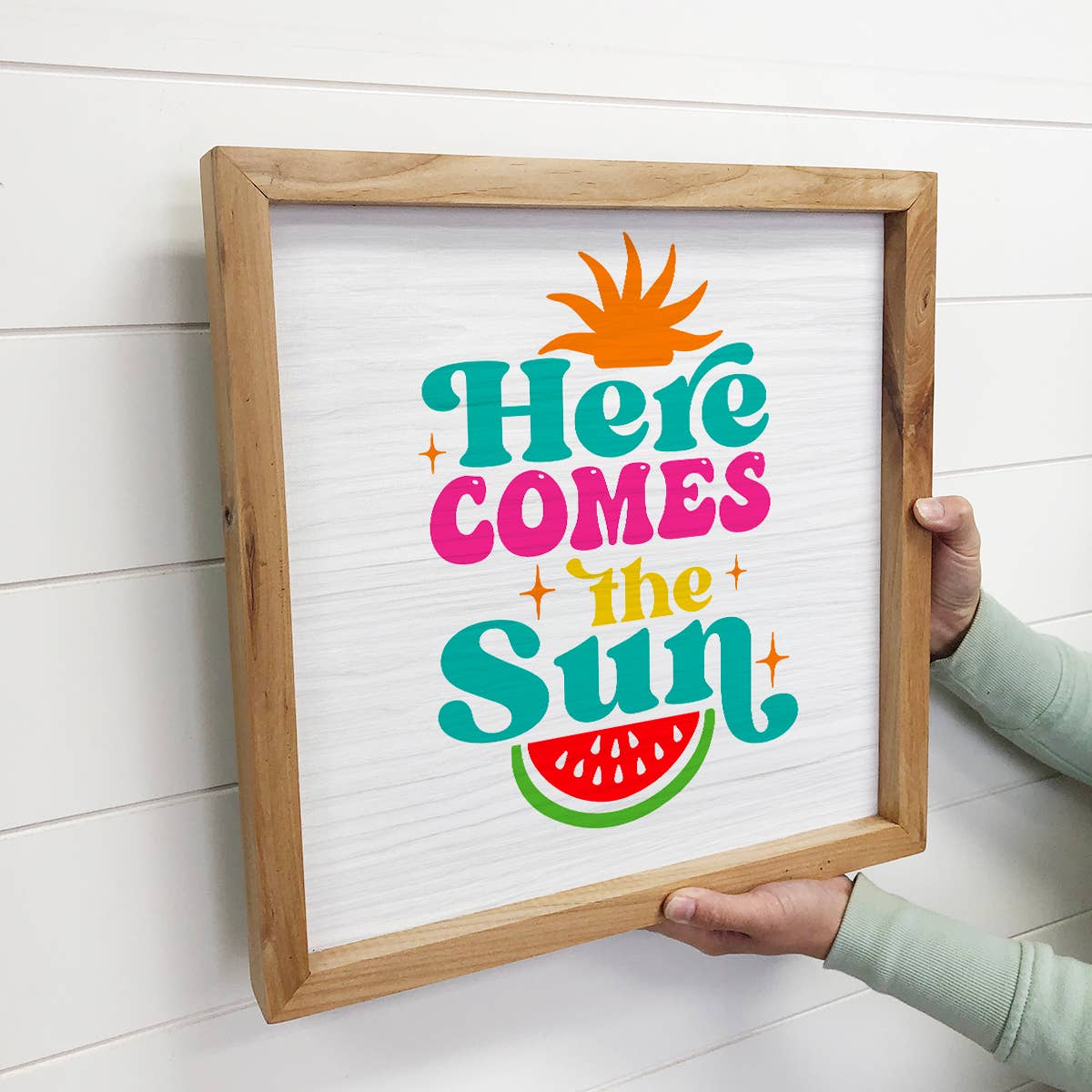 Here Comes the Sun Watermelon - Summer Word Art - Framed Art