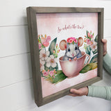 What's the Tea Mouse - Cute Animal Wall Art - Wood Framed
