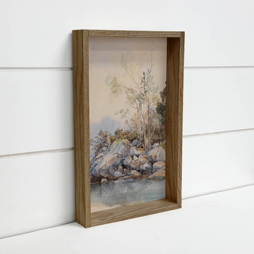 Trees at the Water Edge - Nature Canvas Art - Wood Framed