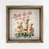 Christmas Sheep - Framed Holiday Canvas Art - Farmhouse Art