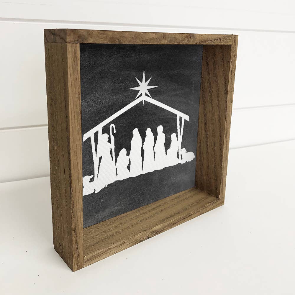 Nativity Black Canvas Wall Art Small Christmas Small Decor