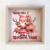 Pink North Pole Reindeer Farm - Cute Holiday Canvas Wall Art