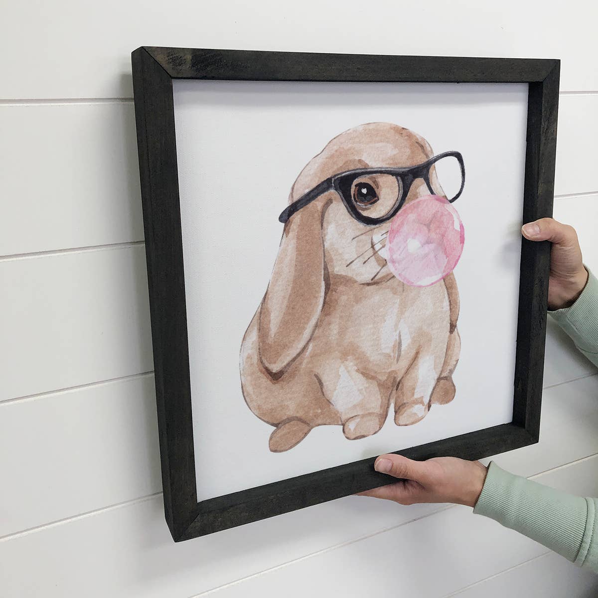 Easter Decor- Bubble Gum Bunny with Black Glasses