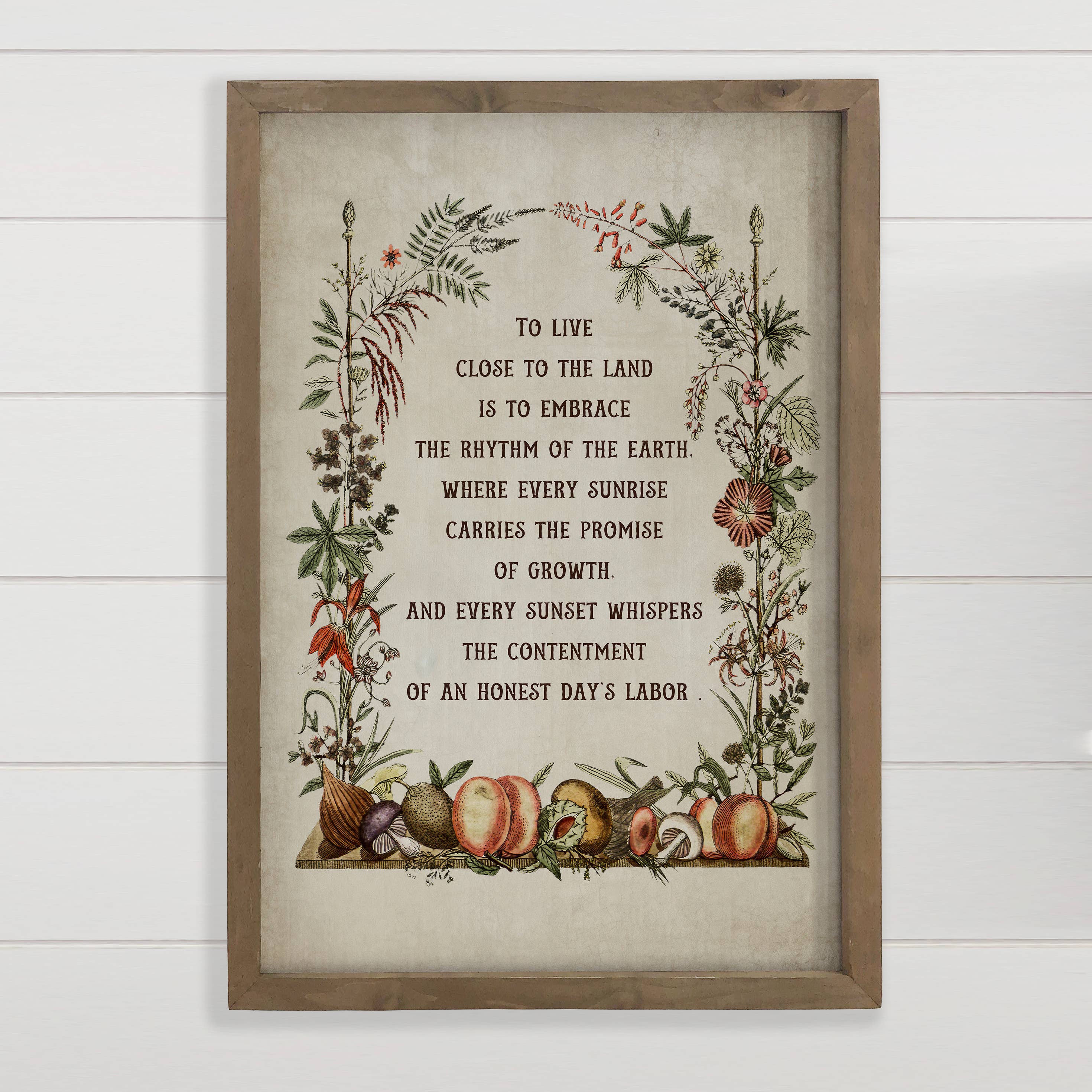 Live Close to the Land - Word Canvas Art - Wood Framed Art