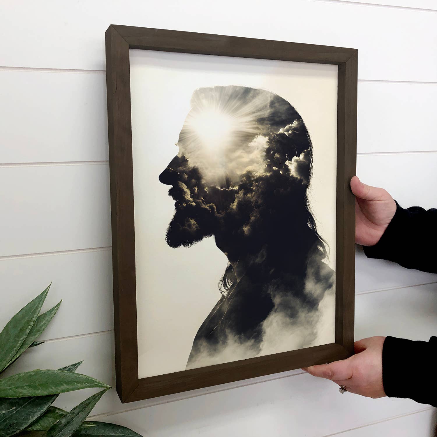 Jesus Double Exposure - Jesus Canvas Art - Wood Framed Art