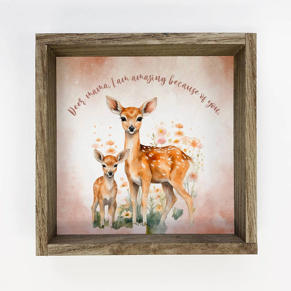 Deer Mama Wall Art - Wildlife Canvas Art - Wood Framed Art