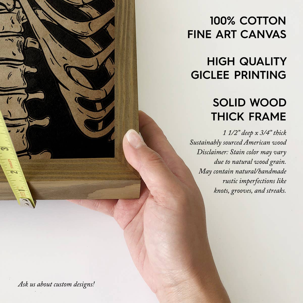 Skeleton Peace Hand Sign - Skeleton Canvas Art - Framed Art