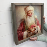 Vintage Santa Noel - Rustic Holiday Canvas Wall Art - Framed