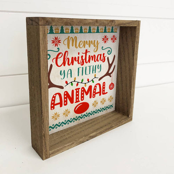 Merry Christmas Filthy Animal Antlers - Framed Holiday Sign