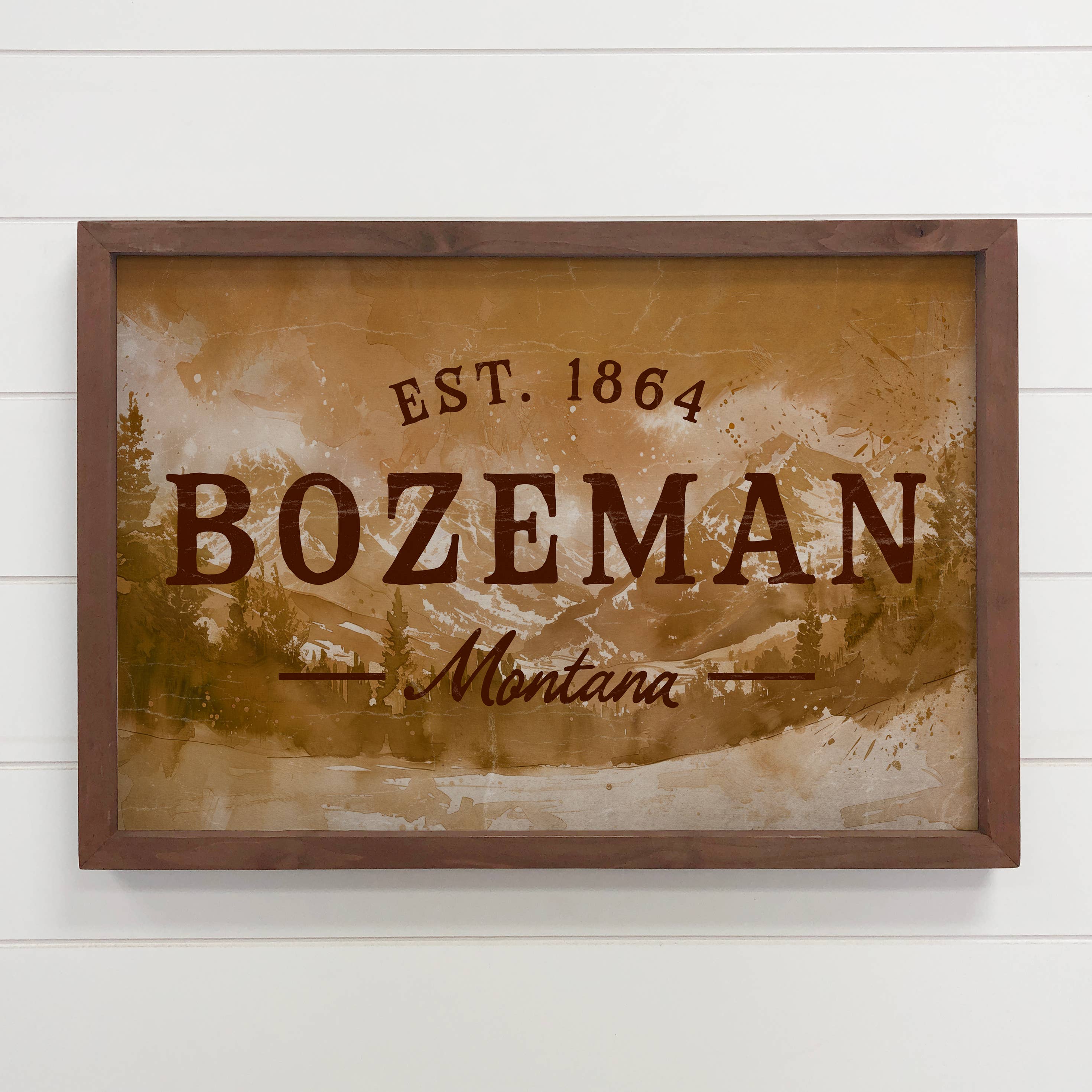 Custom Mountain Town - Cabin Canvas Sign - Wood Framed Decor