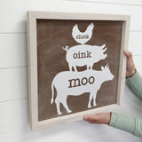 Cow Pig Chicken Wood Sign - Cluck Oink Moo