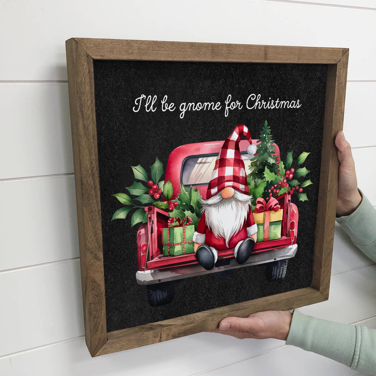 I'll be Gnome for Christmas - Christmas Canvas Art - Framed
