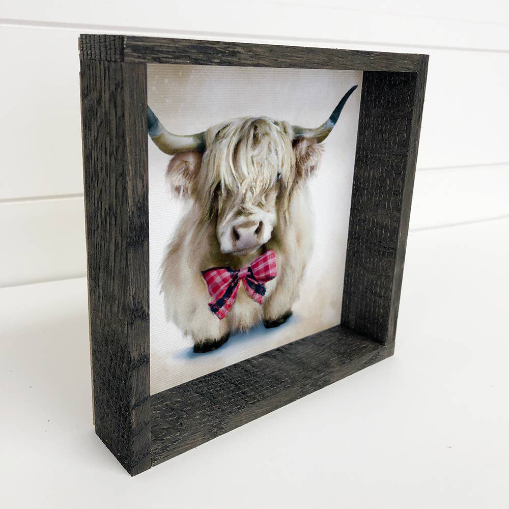 Cute Cow Farmhouse Sign - Highland Cow Bow Tie