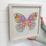 Folksy Blooming Butterfly - Butterfly Canvas Art - Framed