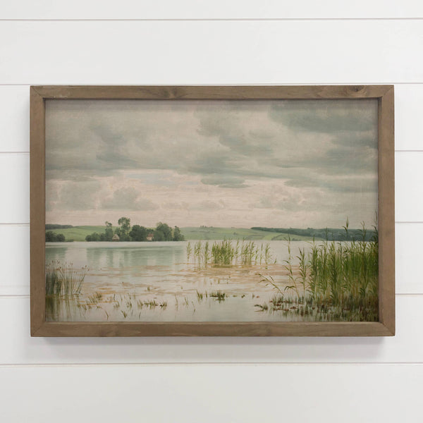 Lake Marsh - Framed Canvas Art - Lake House Canvas Wall Art