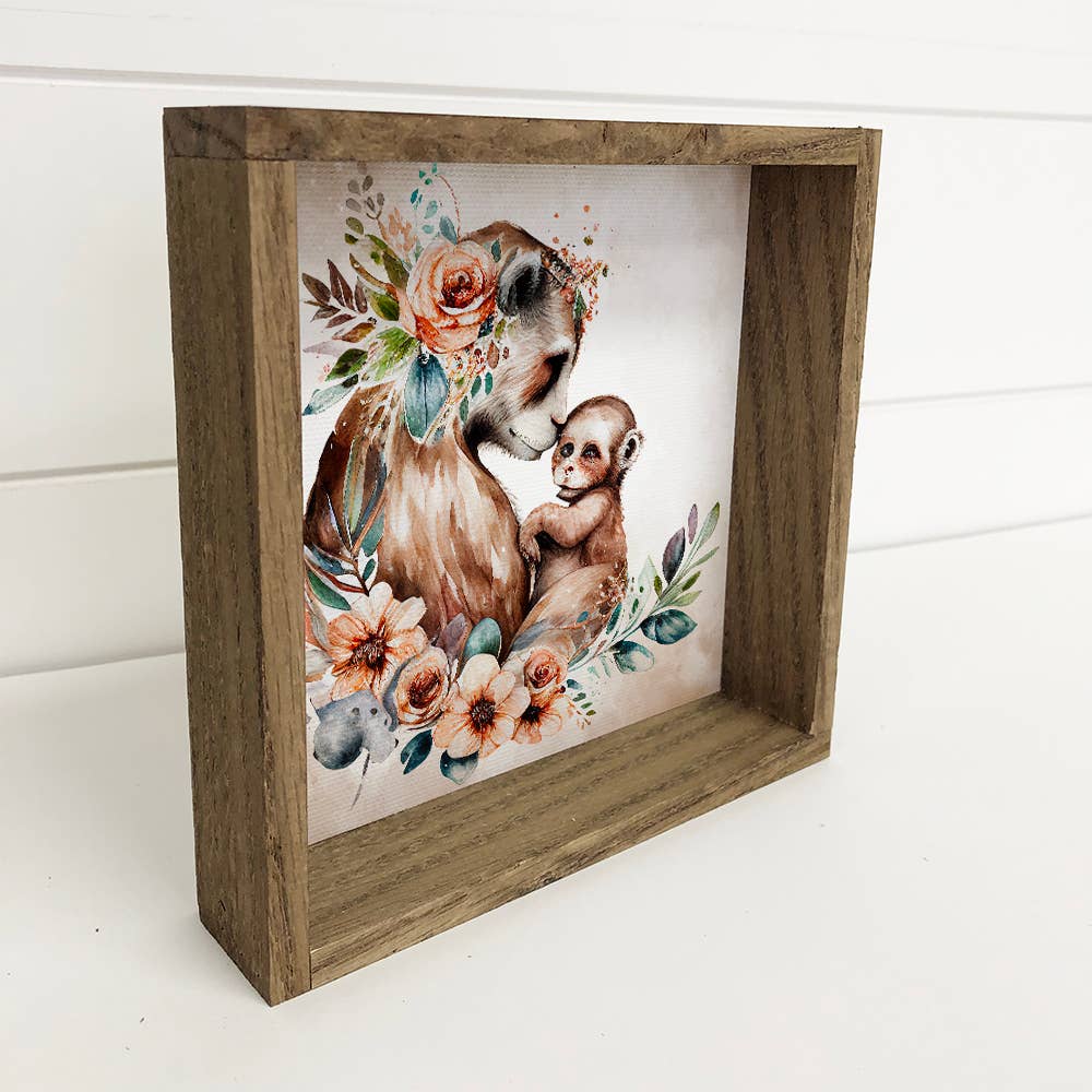 Mama and Baby Monkey - Cute Mother's Day Sign for Moms