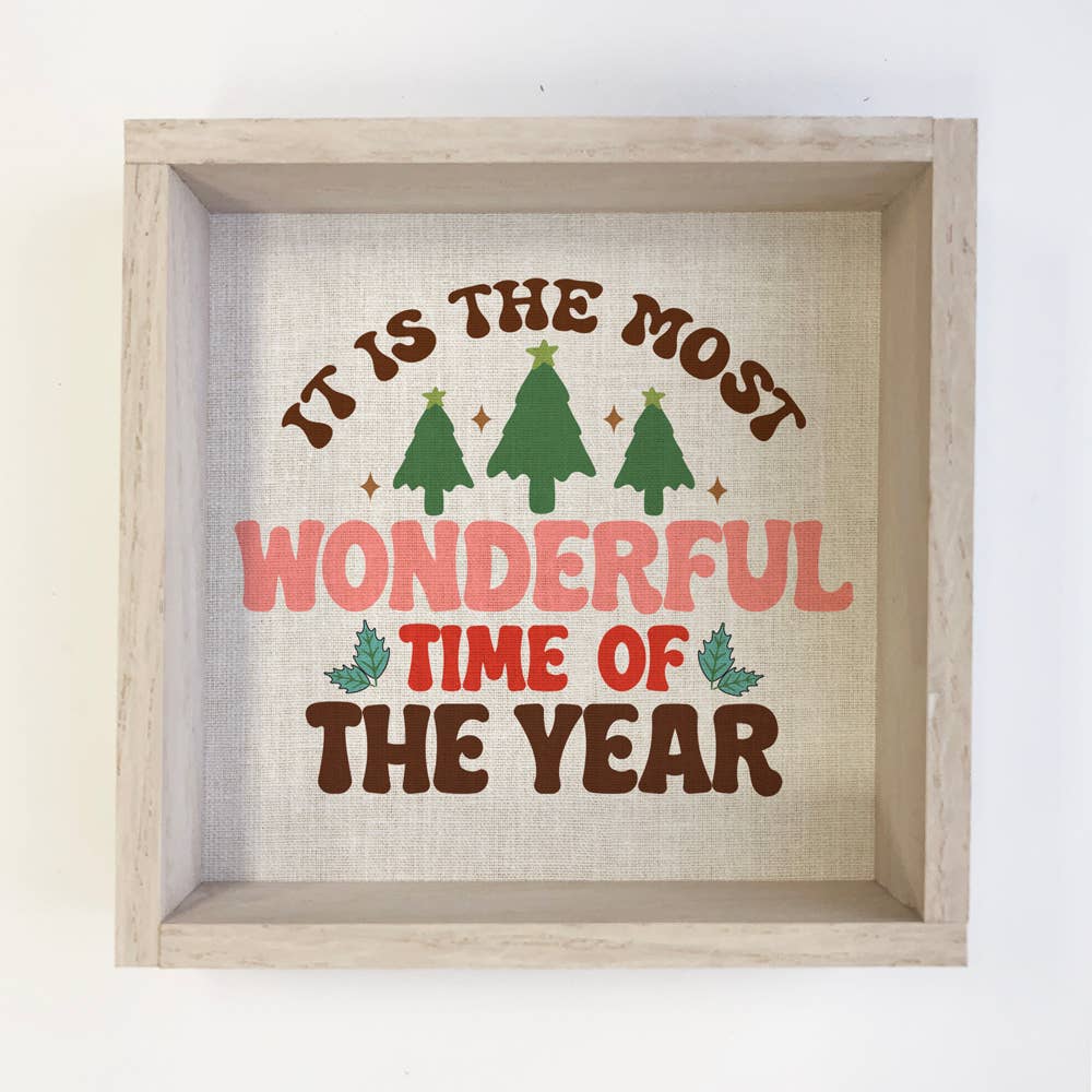 Most Wonderful Time of the Year Retro- Holiday Sign Wall Art