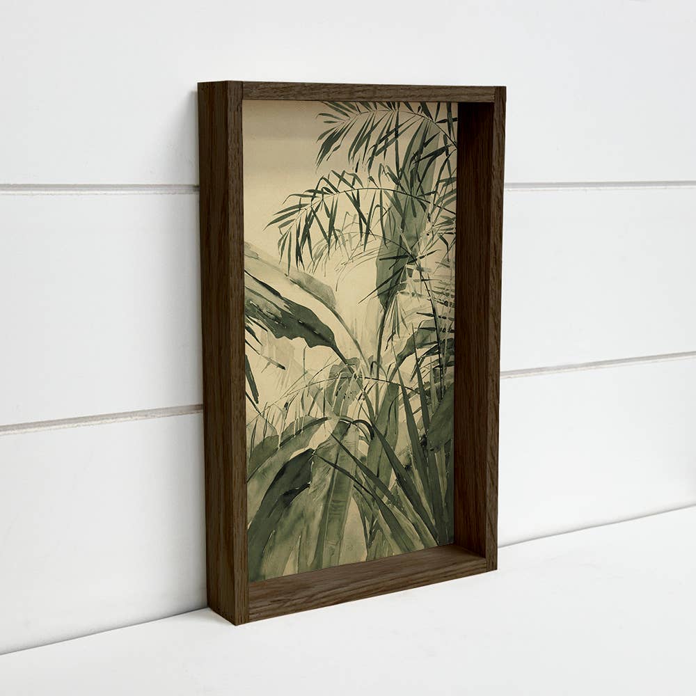 Tropical Plant Monochromatic - Tropical Canvas Art - Framed