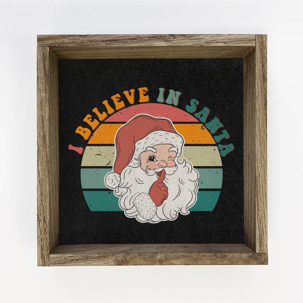 Retro I Believe in Santa - Funny Holiday Canvas Wall Art